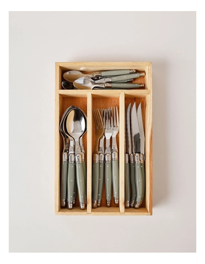 Laguiole 24pc Cutlery Set in Green image 2
