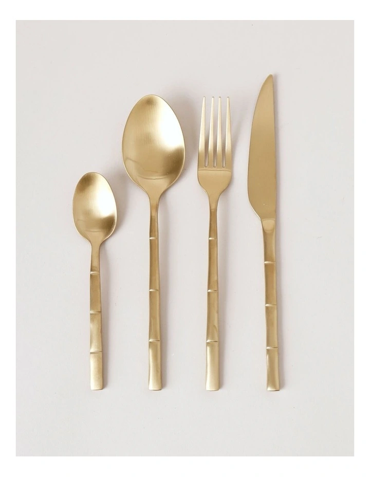 Bamboo 16pc Cutlery Set in Gold image 1