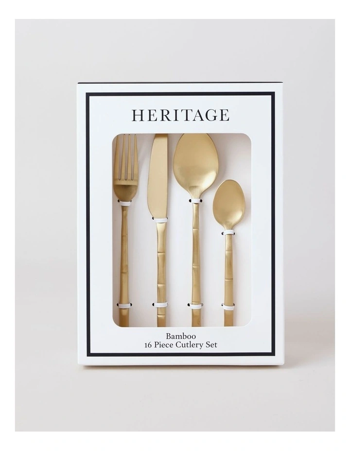 Bamboo 16pc Cutlery Set in Gold image 2