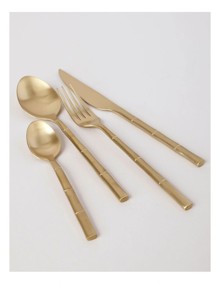 Bamboo 16pc Cutlery Set in Gold image 4
