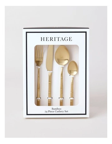 Bamboo 24pc Cutlery Set in Gold