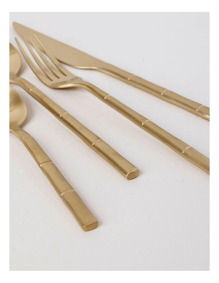Bamboo 24pc Cutlery Set in Gold image 3