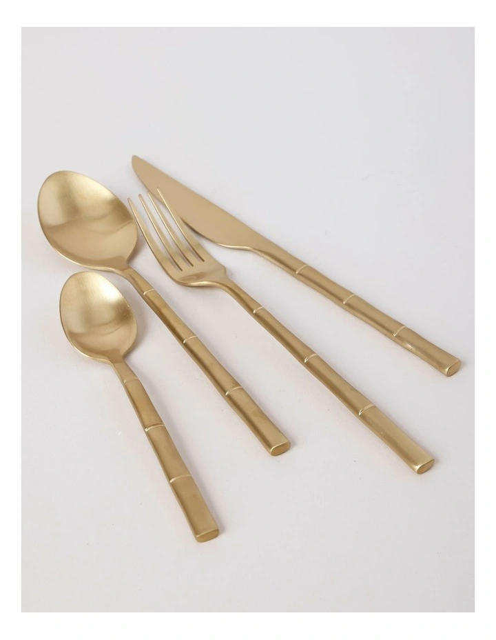 Bamboo 24pc Cutlery Set in Gold image 4
