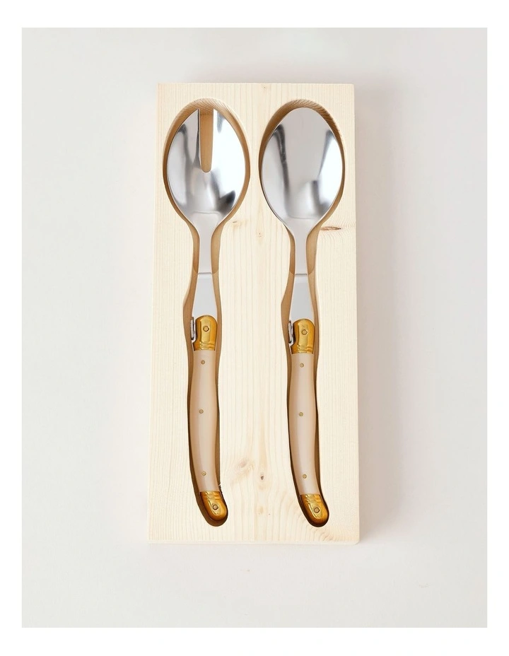 Laguiole Sophistique 2pc Salad Spoon Set in Ivory image 1