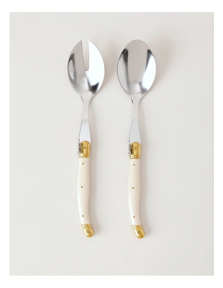 Laguiole Sophistique 2pc Salad Spoon Set in Ivory image 2