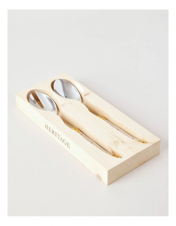 Laguiole Sophistique 2pc Salad Spoon Set in Ivory image 3