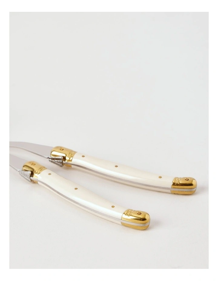 Laguiole Sophistique 2pc Salad Spoon Set in Ivory image 4