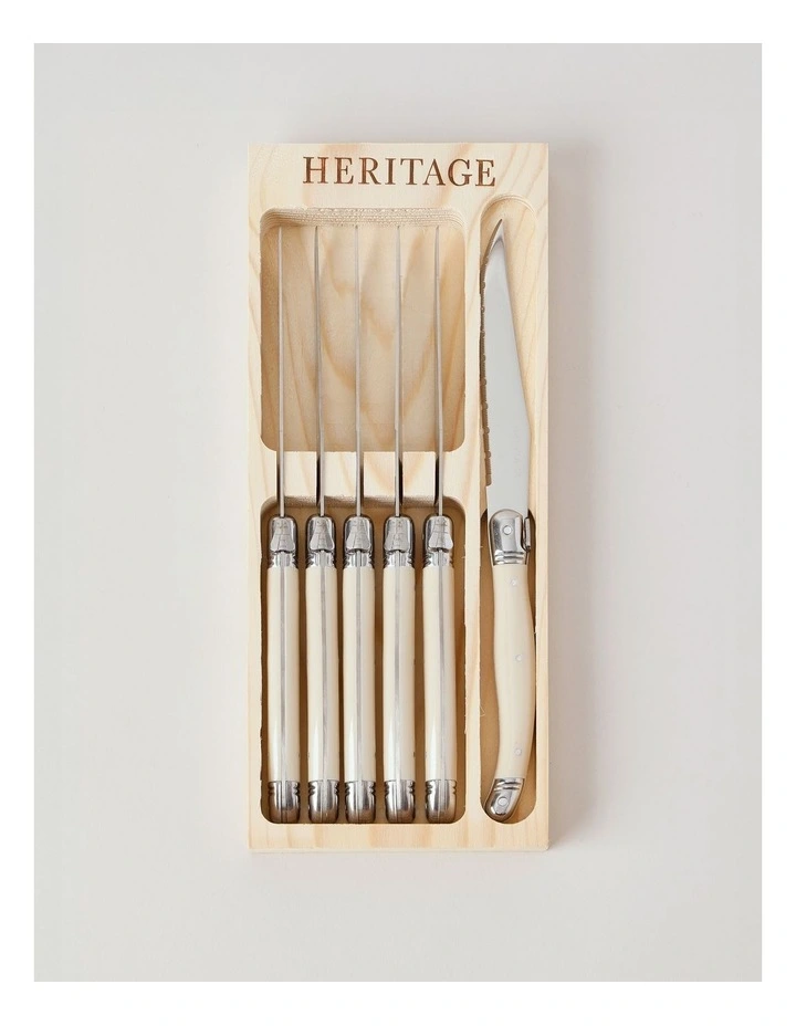 Laguiole Sophistique Steak Knife Set 6 Piece in Ivory image 1
