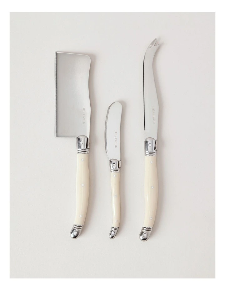 Laguiole Sophistique Cheese Knife Set 3 Piece in Ivory image 2