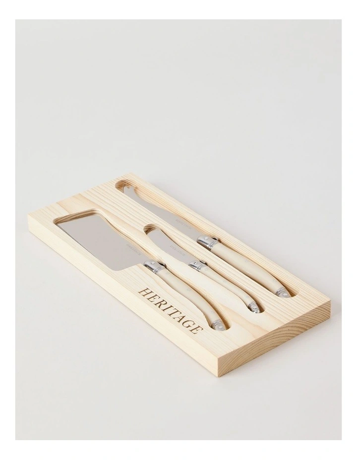 Laguiole Sophistique Cheese Knife Set 3 Piece in Ivory image 3