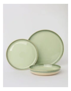 Esperance Celadon Wiped Edge 12pc Dinner Set in Green