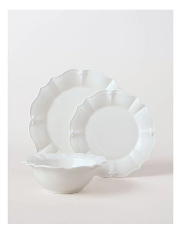 Bella Scalloped 12pc Dinner Set in White