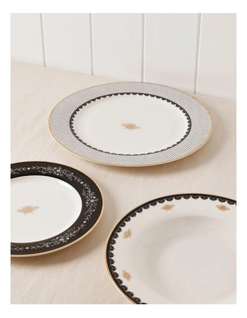 Honey Bee 12pc Dinner Set in Black/Gold