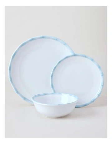 Bamboo Blue 12pc Dinner Set in White/Blue