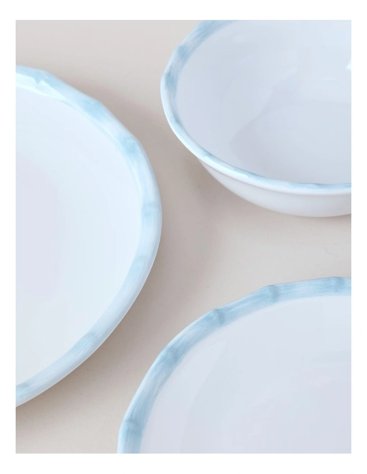 Bamboo Blue 12pc Dinner Set in White/Blue image 3