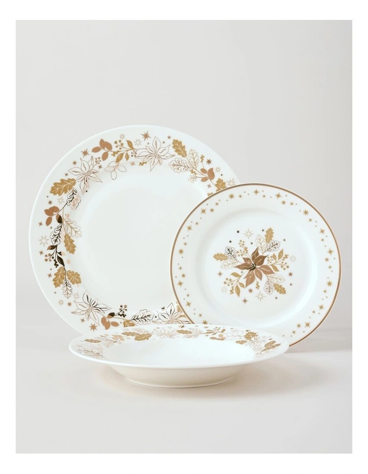 Celestial Luxe Shimmer 12pc Dinner Set in White/Gold image 1