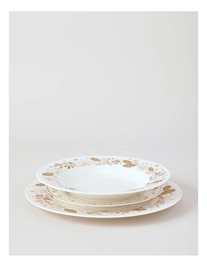 Celestial Luxe Shimmer 12pc Dinner Set in White/Gold image 3