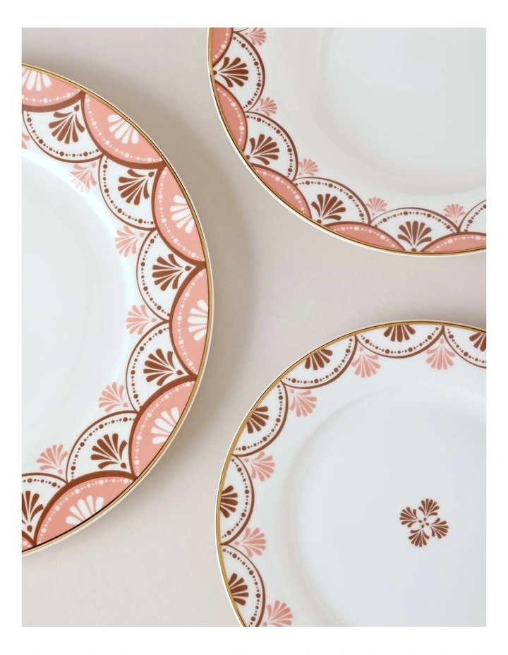 Cordelia 12pc Dinner Set in White/Pink image 2