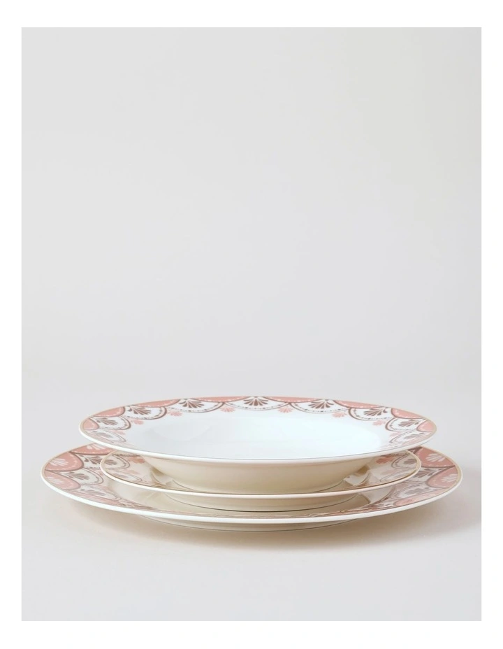 Cordelia 12pc Dinner Set in White/Pink image 3