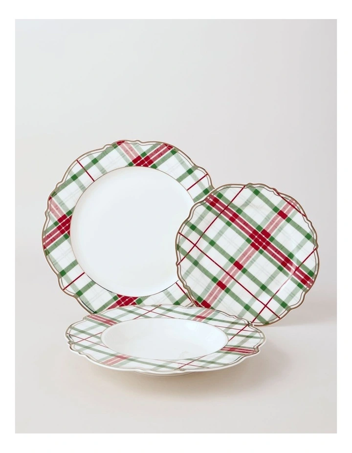 Christmas Tartan 12pc Dinner Set in Multi image 1