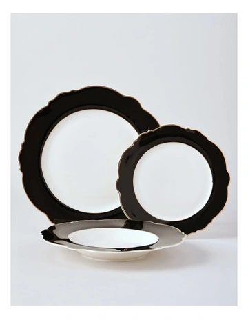 Raven 12pc Dinner Set in Black/Gold