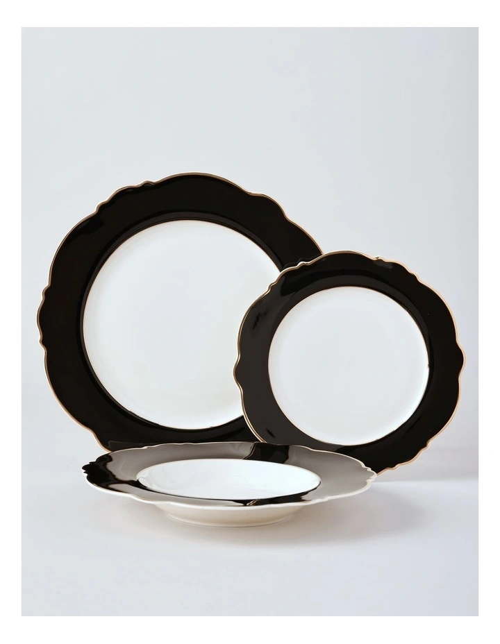 Raven 12pc Dinner Set in Black/Gold image 1