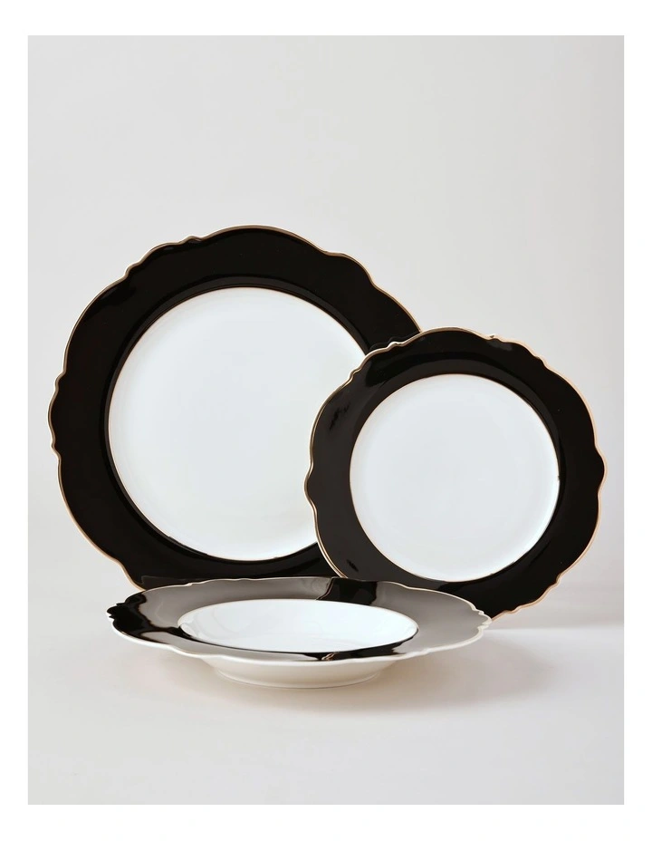 Raven 12pc Dinner Set in Black/Gold image 1