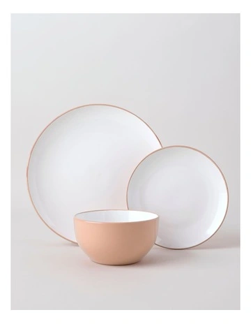 Two Tone 12pc Dinner Set in Taupe