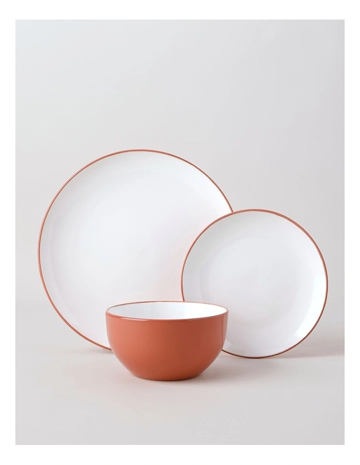 Two Tone 12pc Dinner Set in Red image 1
