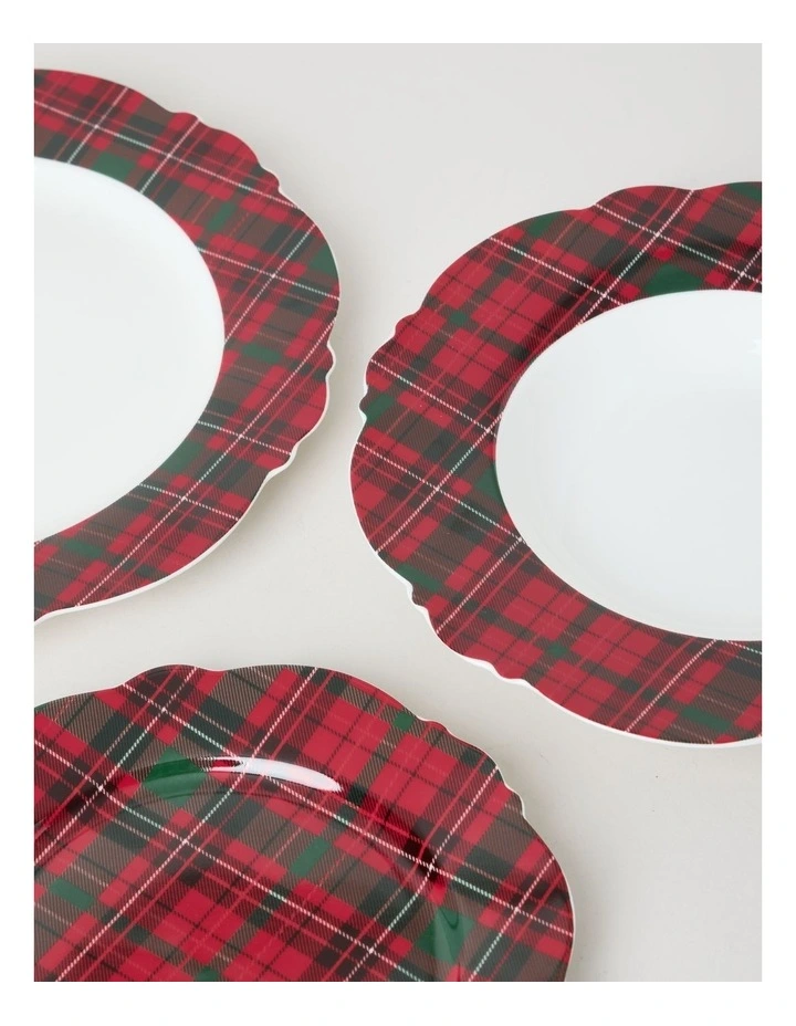Christmas Tartan Dinner Set Red 12pc image 2