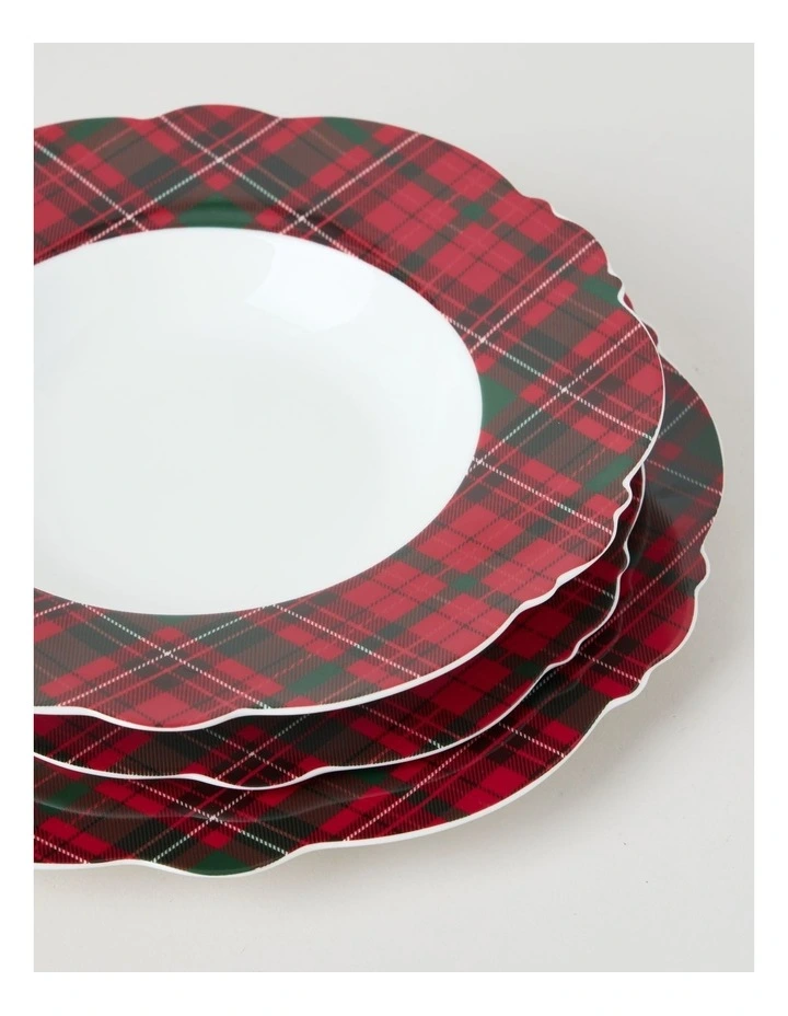 Christmas Tartan Dinner Set Red 12pc image 7