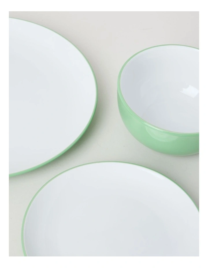 Two Tone 12pc Dinner Set in Green image 2