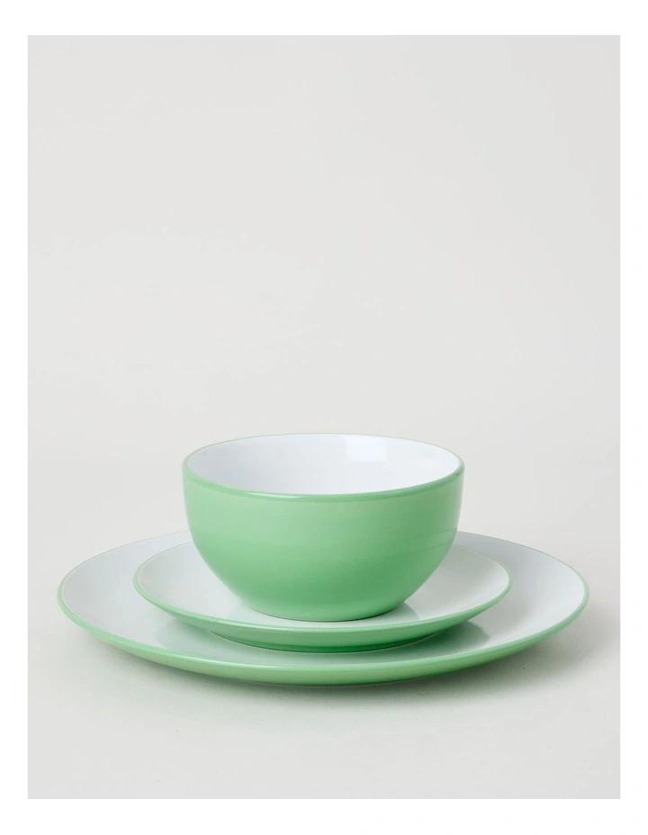 Two Tone 12pc Dinner Set in Green image 3