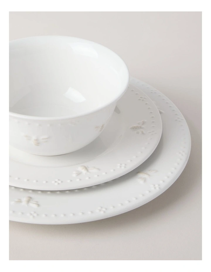 Embossed Honey Bee 12pc Dinner Set in White image 6