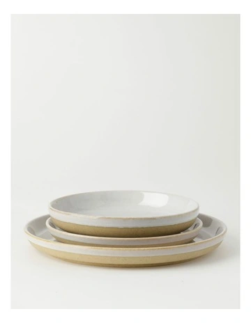 Esperance Wiped Edge 12 Piece Dinner Set in White/Sand