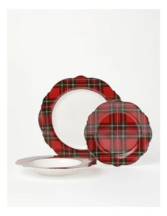 Heirloom Tartan 12pc Dinner Set in Red/White