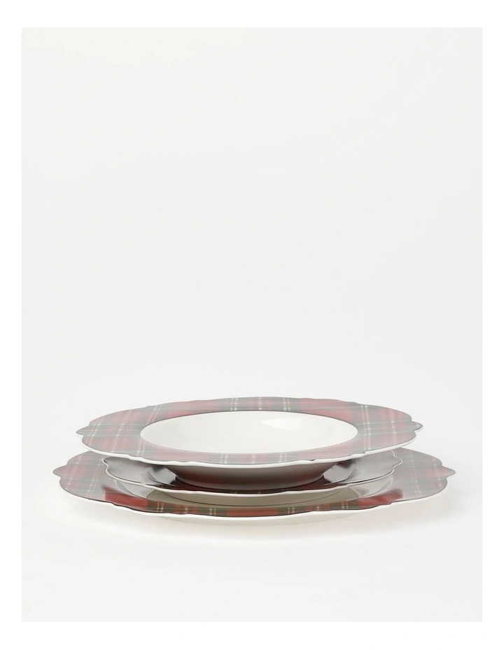 Heirloom Tartan 12pc Dinner Set in Red/White image 4