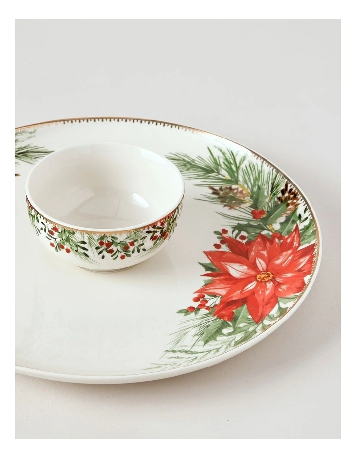 Heirloom Poinsettia Chip & Dip in Red image 2