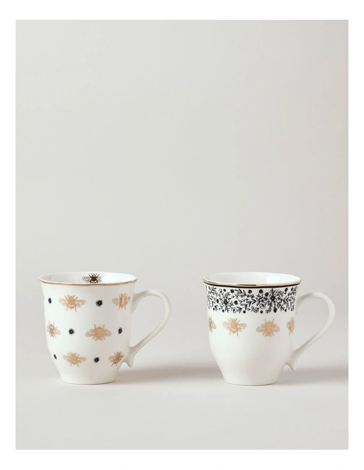 Honey Bee Mug Set of 2 in Black/Gold image 5