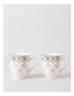 Cordelia Mug Set of Two in White/Pink