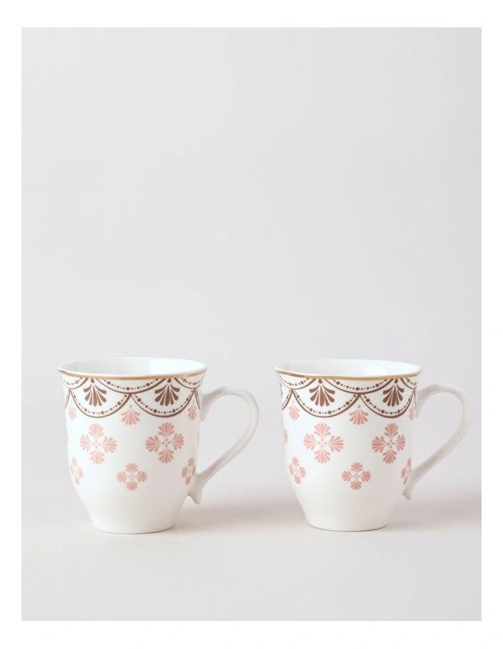 Cordelia Mug Set of Two in White/Pink image 1