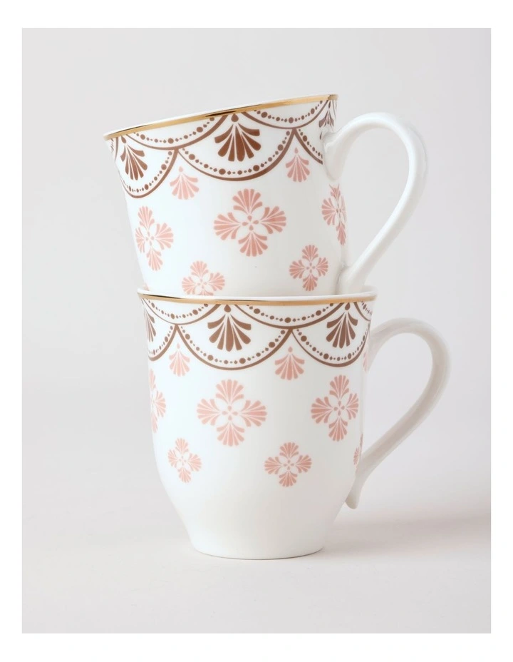 Cordelia Mug Set of Two in White/Pink image 4