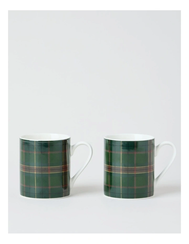 Christmas Tartan Mug Set of 2 in Multi image 1