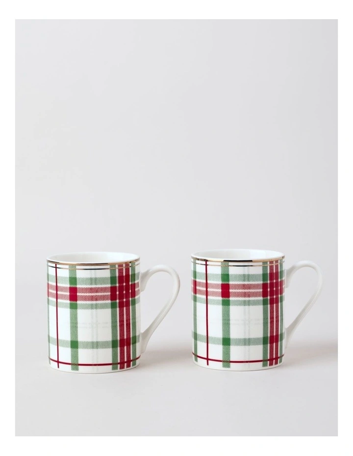 Christmas Tartan Mug Set of 2 in Multi image 1