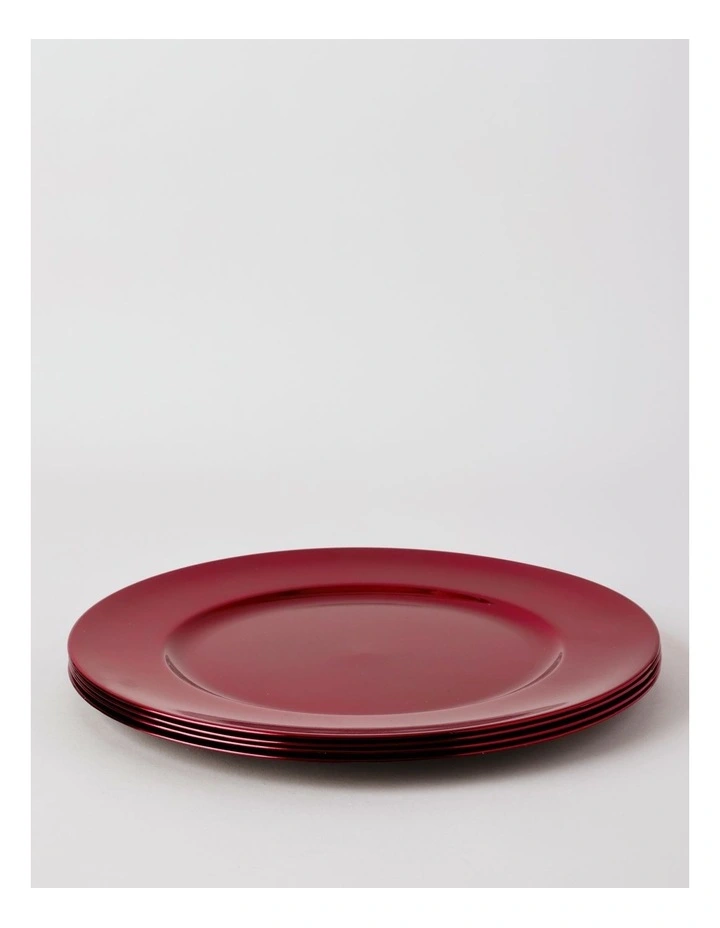Crimson Charger Plate Set of 4 in Red image 1