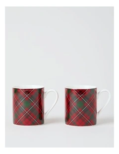 Christmas Tartan Mug Set of 2 in Red