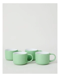 Two Tone Set of 4 Mugs in Green