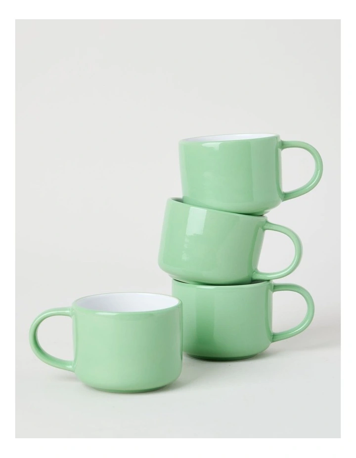 Two Tone Set of 4 Mugs in Green image 3