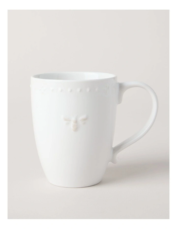 Embossed Honey Bee Mug 250ml in White image 1