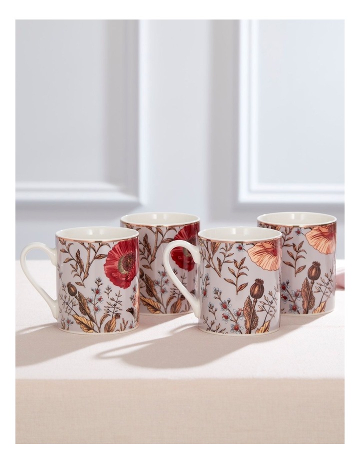 Winter Floral Mug Set of 4 in Pink image 2